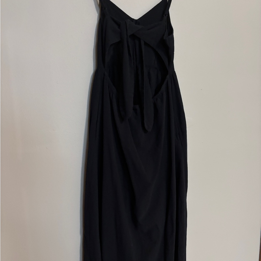Universal Thread 100% Cotton Black Midi Dress - Button Up & Tie Back - Picture 3 of 3